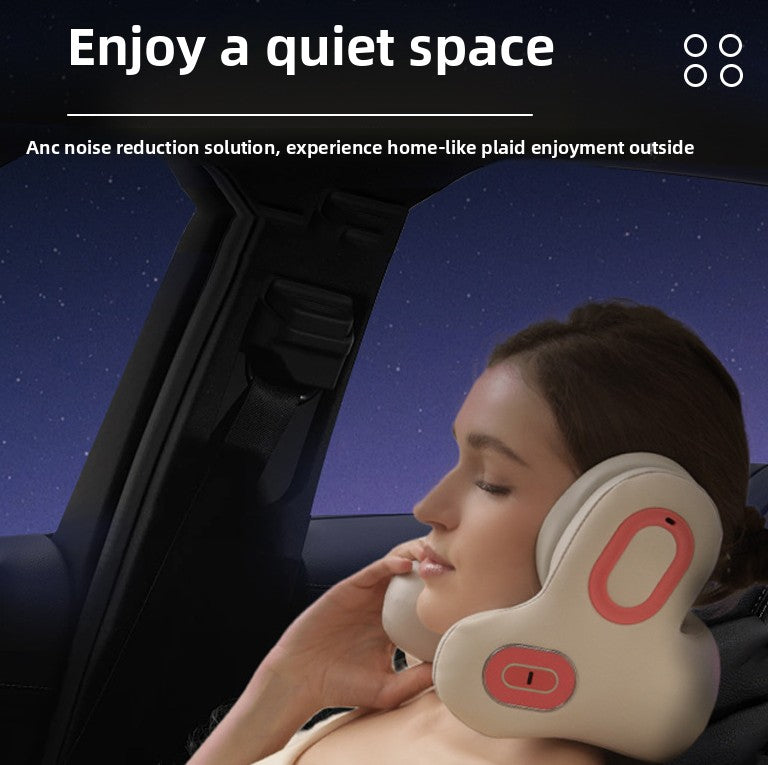 U-shaped Massage Pillow for the Neck & Shoulders with Noise-canceling Headphones