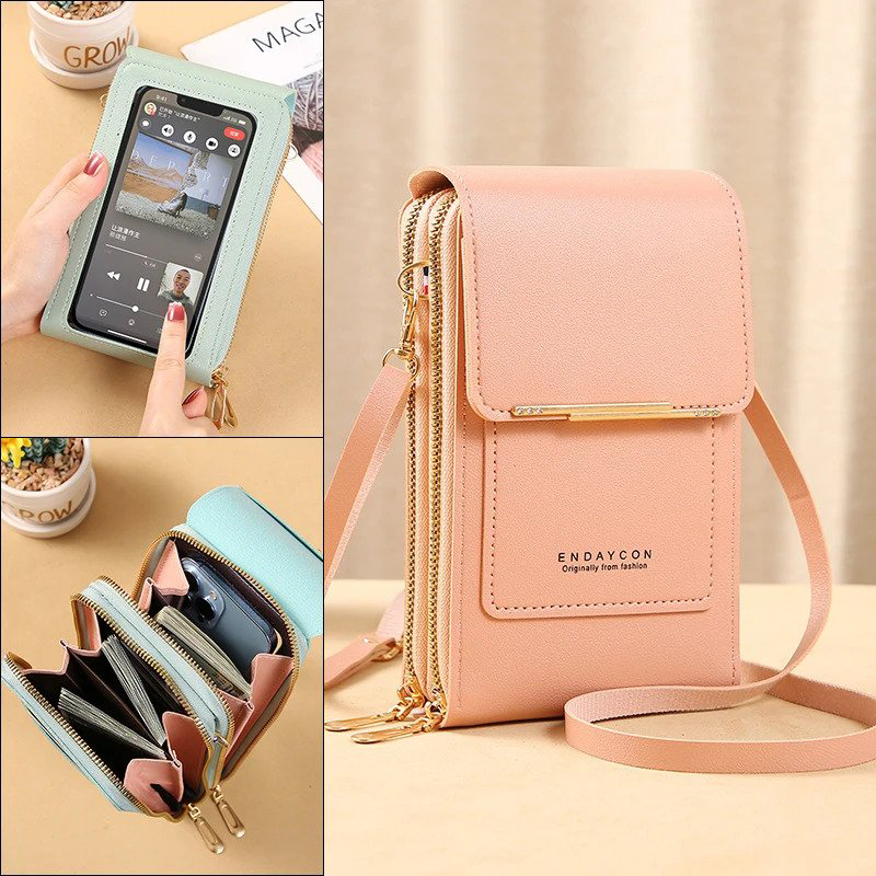 SMALL BAG FOR FEMALES WITH TRANSPARENT TOUCH SCREEN AREA
