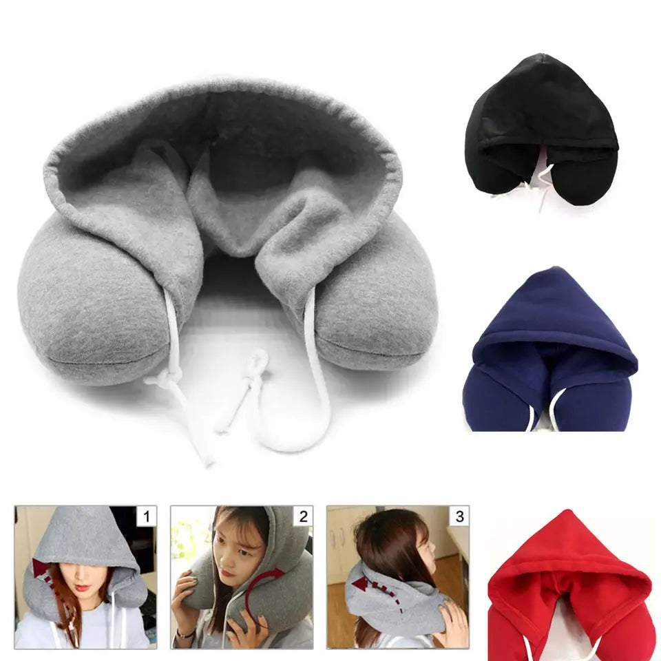 HOODED TRAVEL NECK PILLOW