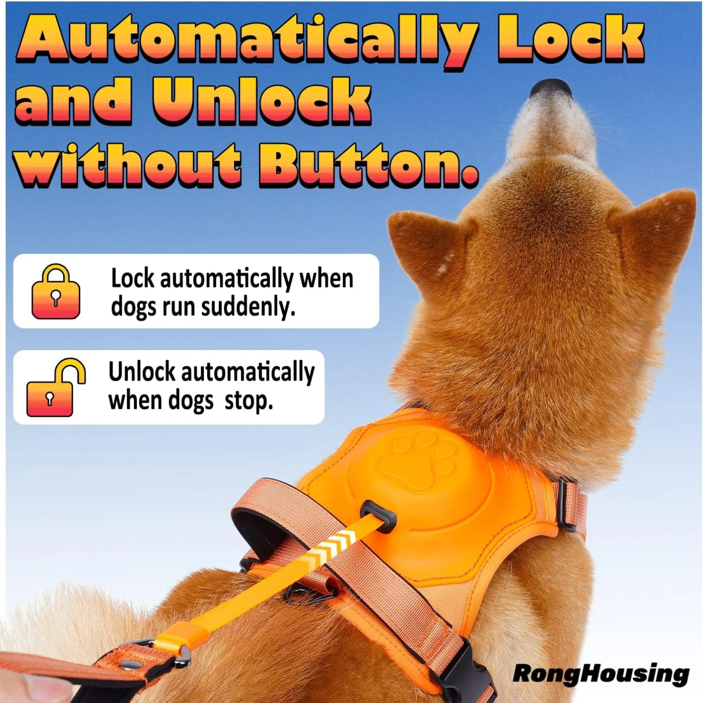 DOG HARNESS & AUTOMATIC RETRACTABLE LEASH KIT