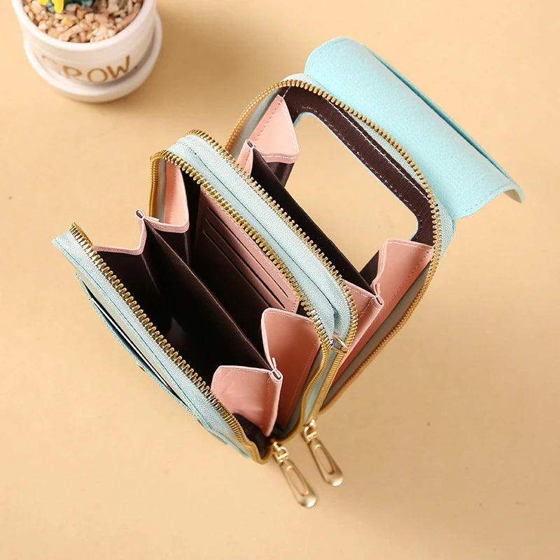SMALL BAG FOR FEMALES WITH TRANSPARENT TOUCH SCREEN AREA