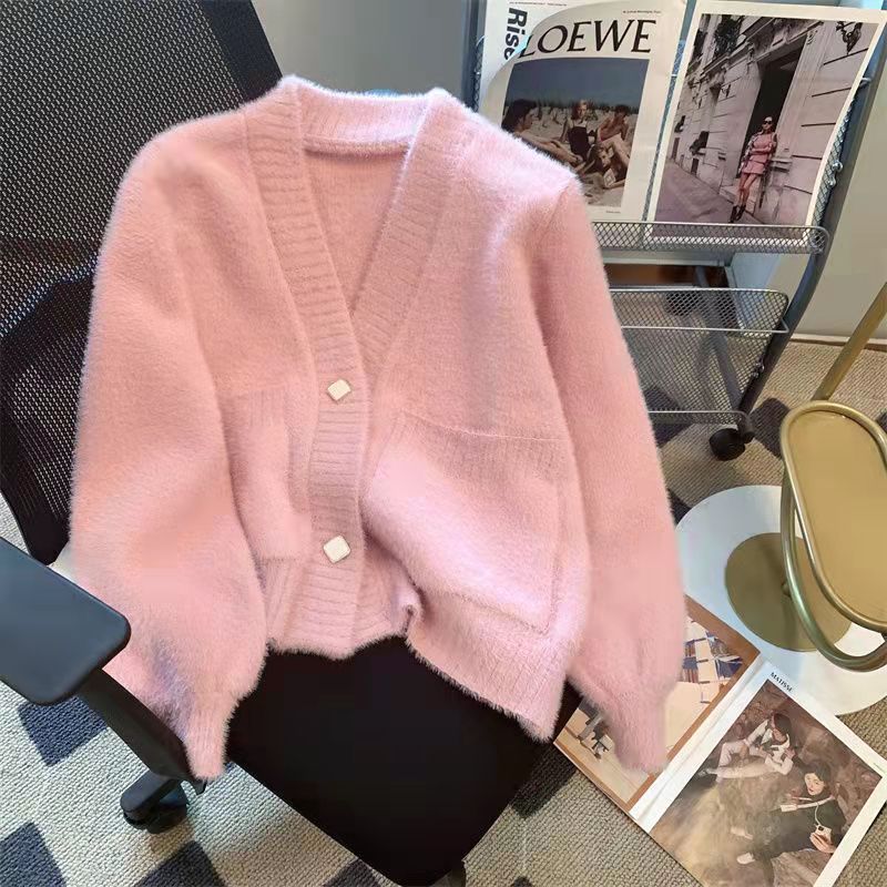 Furry Knitted Sweater - Cardigan for Women