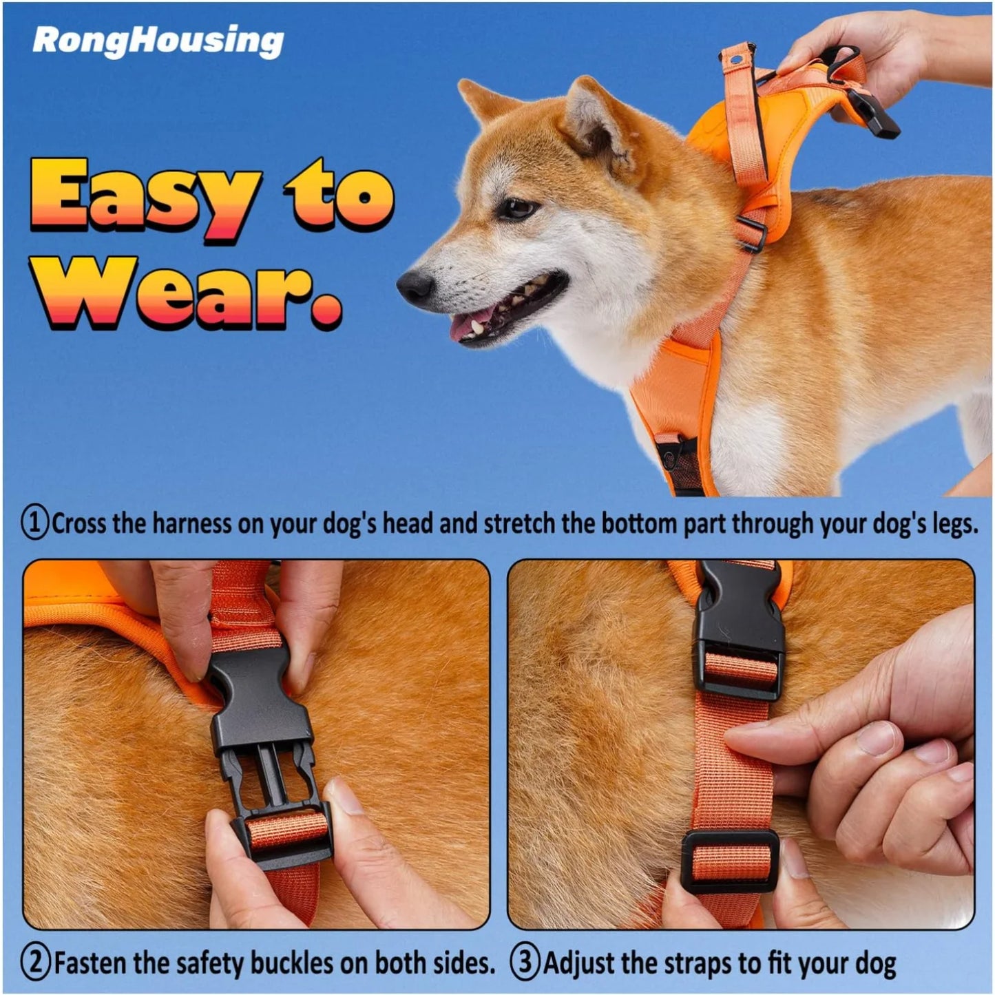 DOG HARNESS & AUTOMATIC RETRACTABLE LEASH KIT