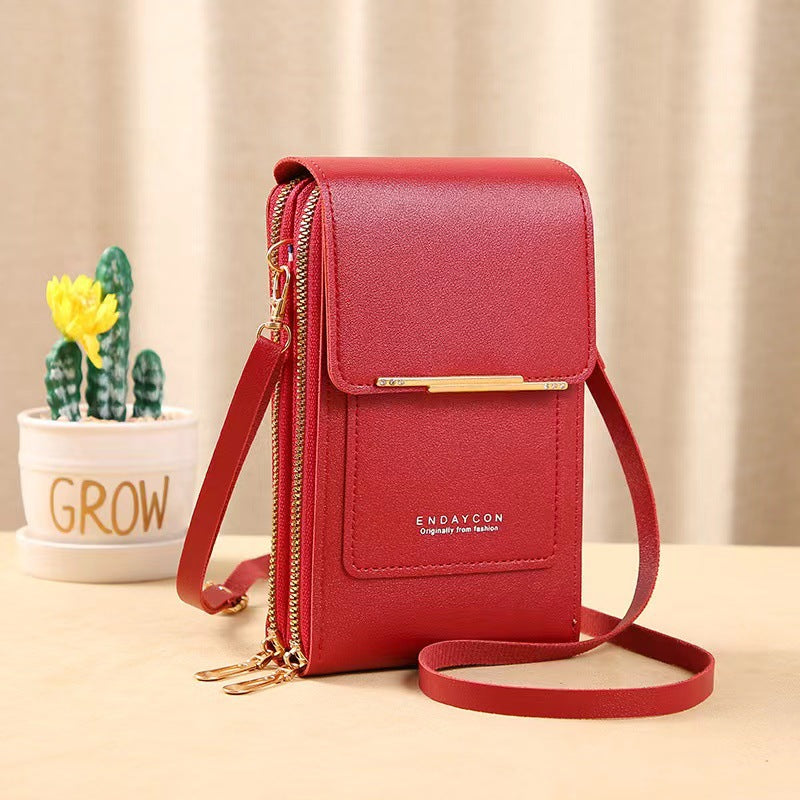 SMALL BAG FOR FEMALES WITH TRANSPARENT TOUCH SCREEN AREA