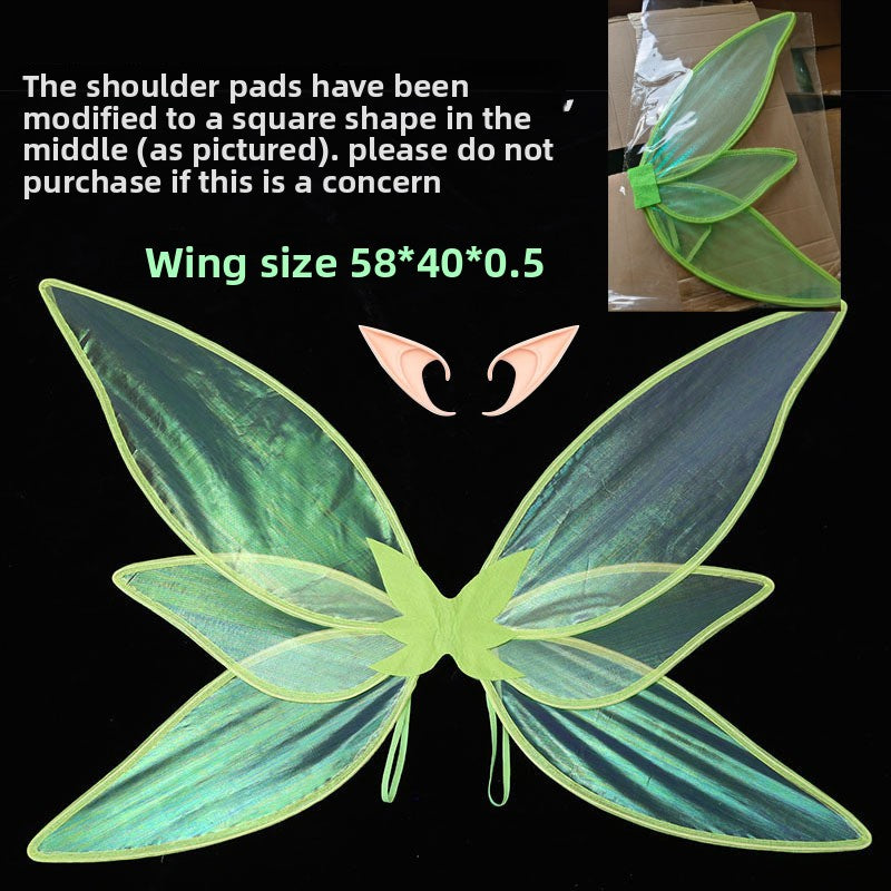 Women's Medieval Elf Cosplay Dress with Wings and Ears