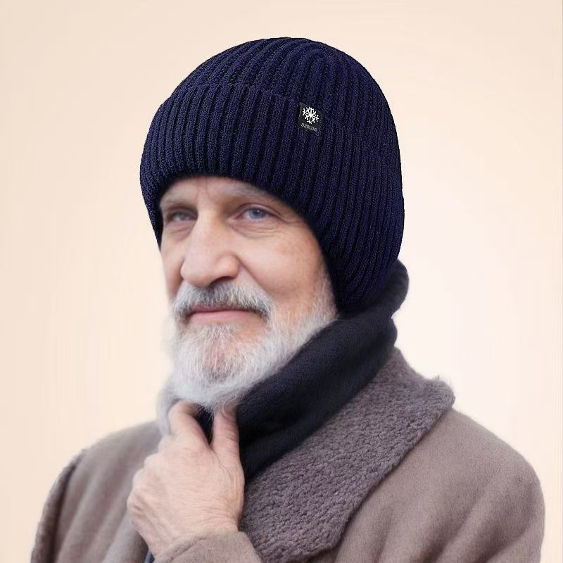 Men's Fleece-Lined Knitted Winter Hat with Ear Protection