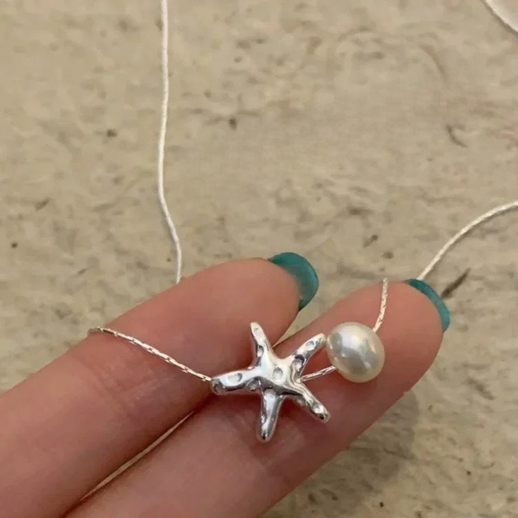 Starfish Pearl Necklace Women's Elegant Clavicle Chain