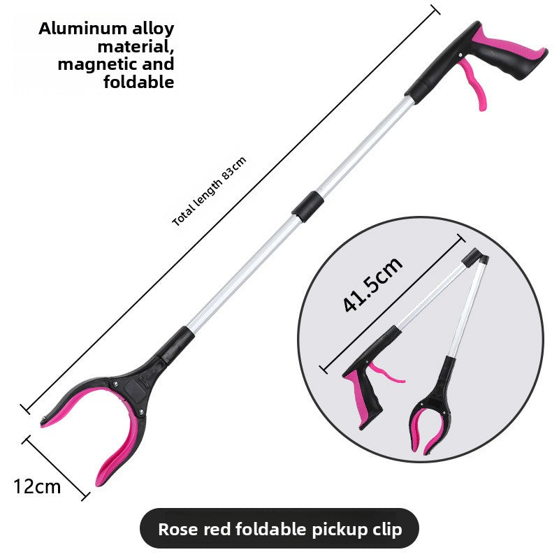 Foldable Aluminum Alloy Garbage Pickup Clip with Magnetic Head