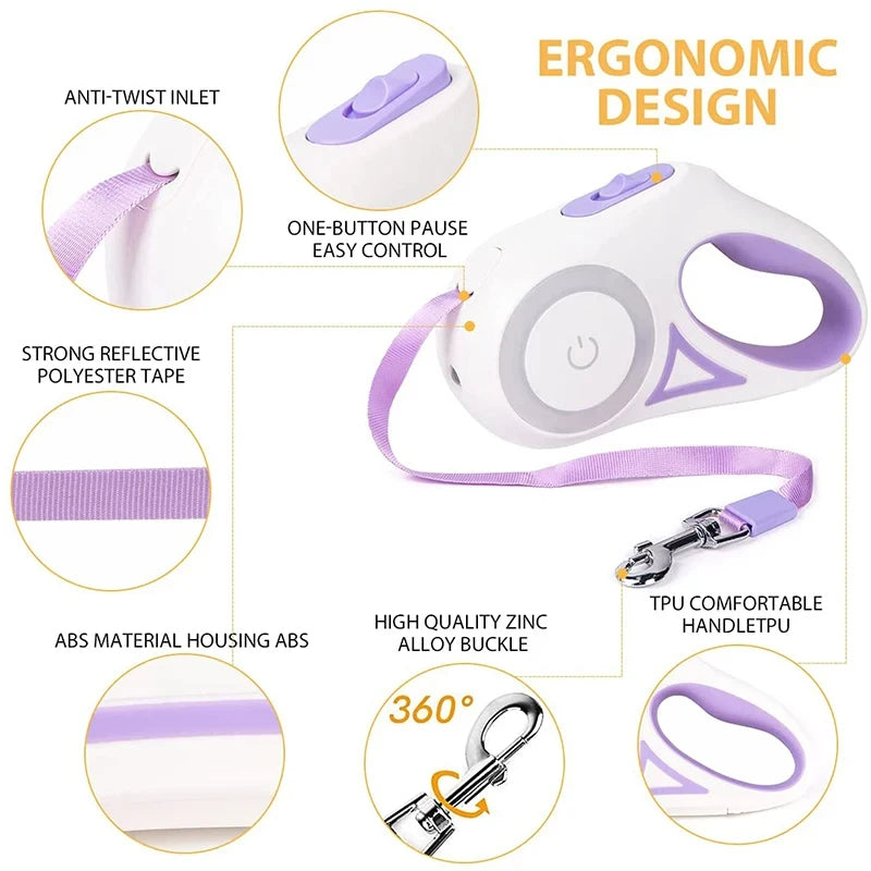 AUTOMATIC RETRACTABLE LUMINOUS DOG WALKING ROPE