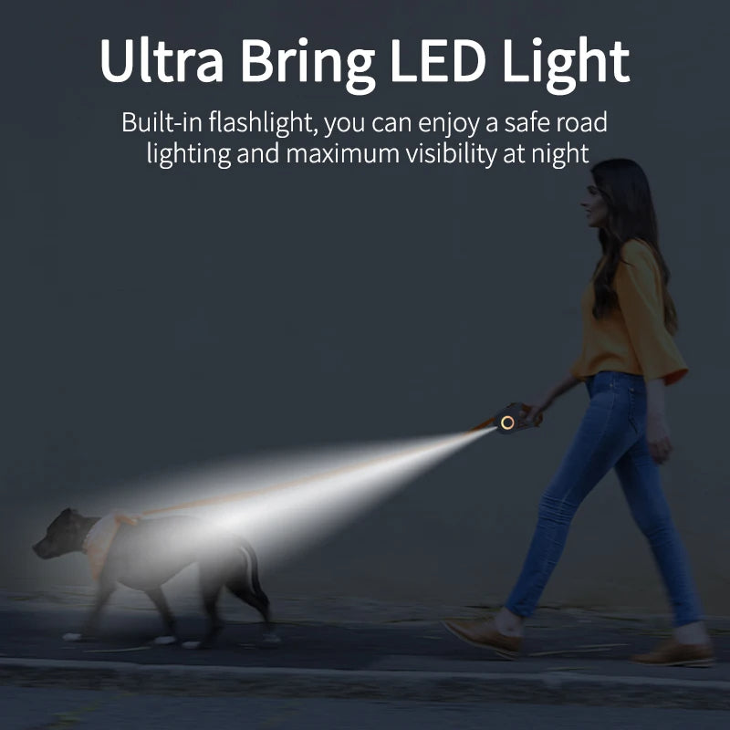 AUTOMATIC RETRACTABLE LUMINOUS DOG WALKING ROPE