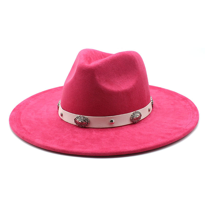 Retro Suede Hat with Belt Decoration for Men and Women