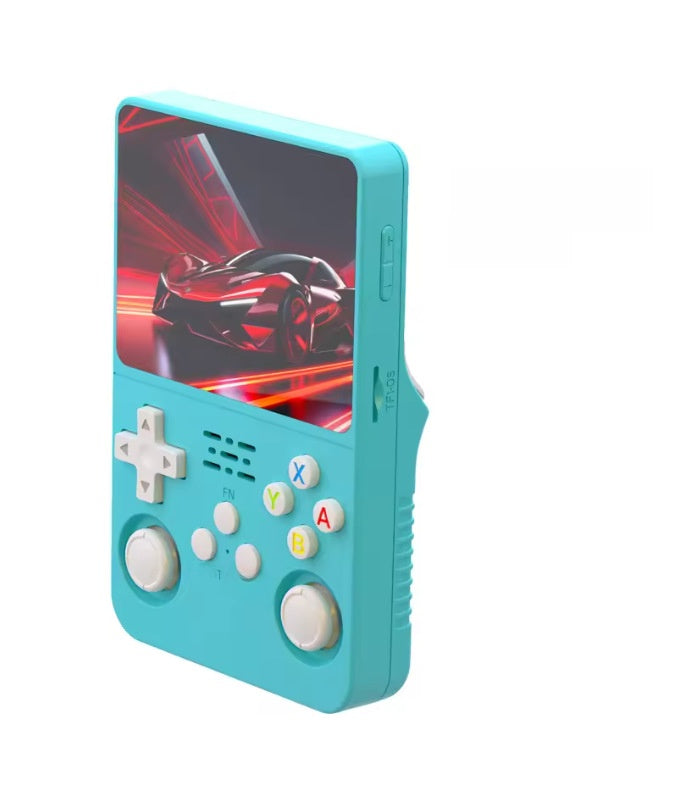 A retro portable game console on hand