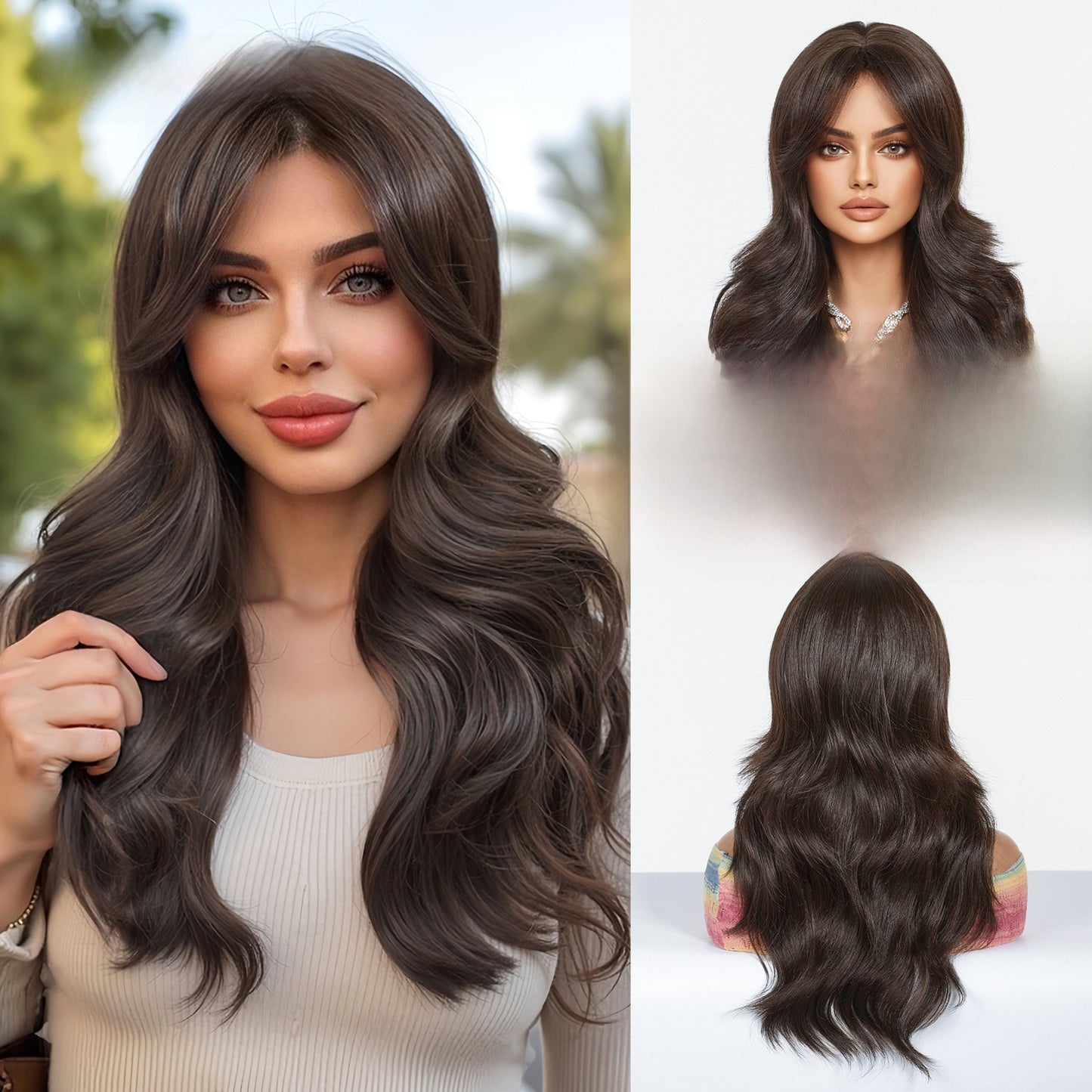 Long wig with a golden gradient figure-eight bangs
