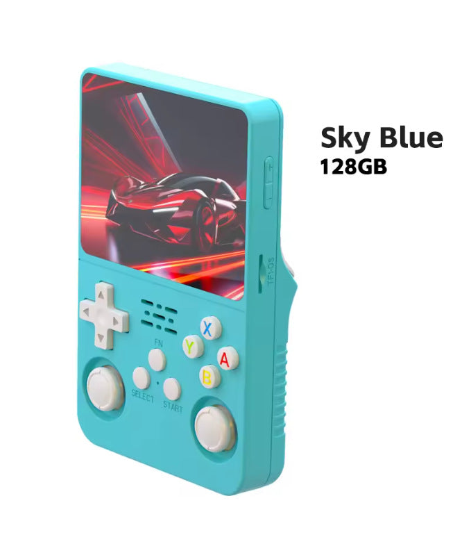 A retro portable game console on hand