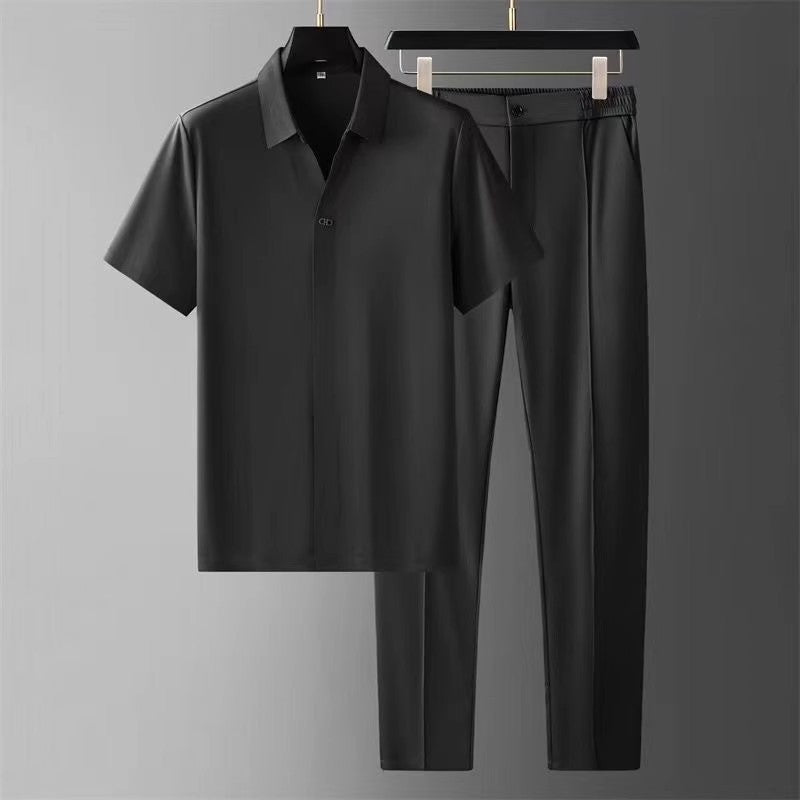 Men's Ultra-Thin Seamless Bonding Short Sleeve Shirt and Pants Set