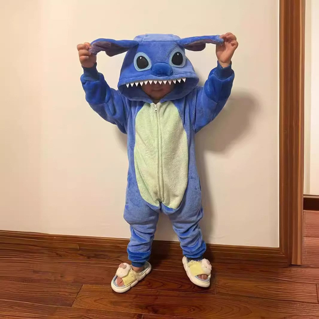 Cartoon Stitch Flannel Pajama Set