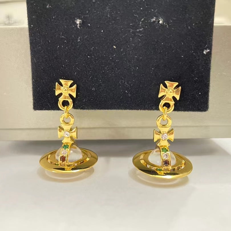 Retro Saturn Earrings - 925 Silver