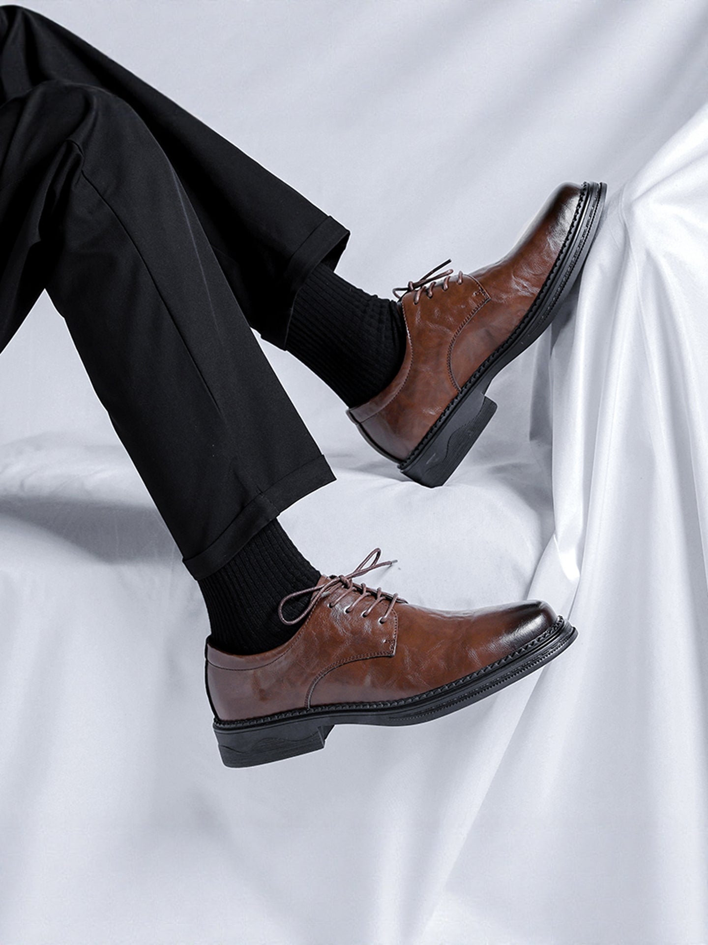 Brogue Leather Shoes for Men, Genuine Leather Soft-Soled Casual Derby