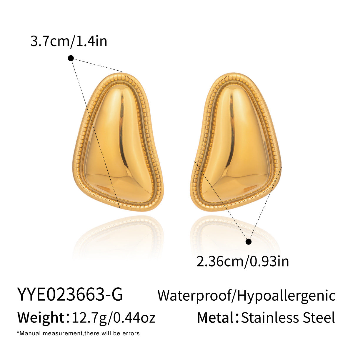 Gold Plated Earrings - Geometric Triangle Lace Edge