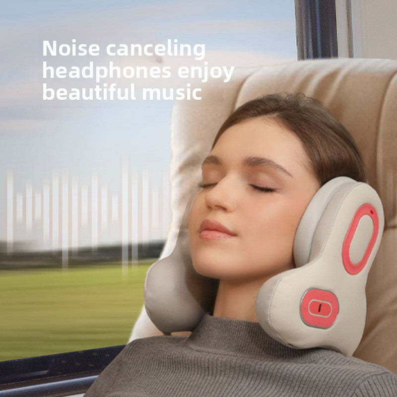 U-shaped Massage Pillow for the Neck & Shoulders with Noise-canceling Headphones