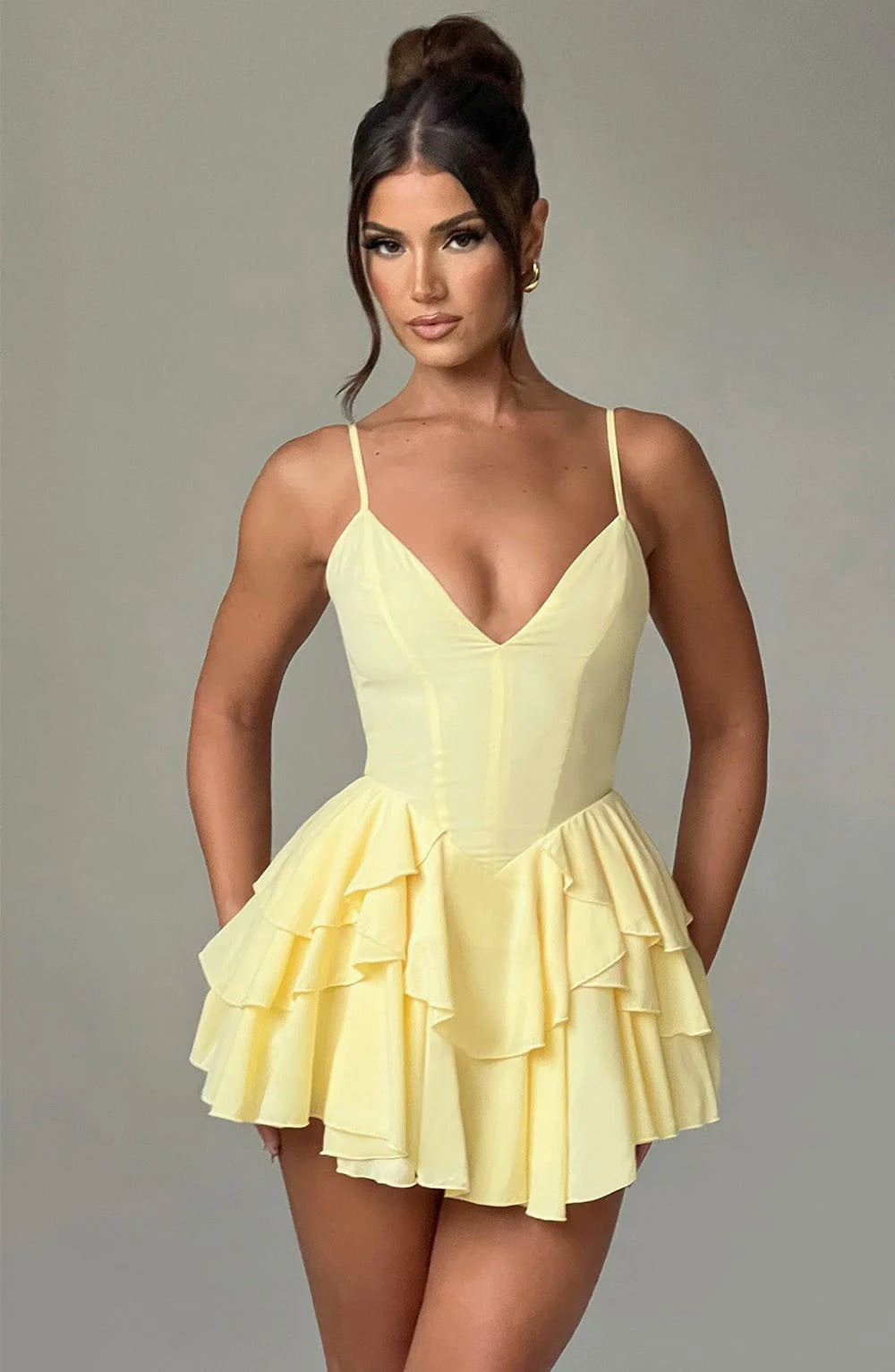 Elegant Ruffled Backless Dress