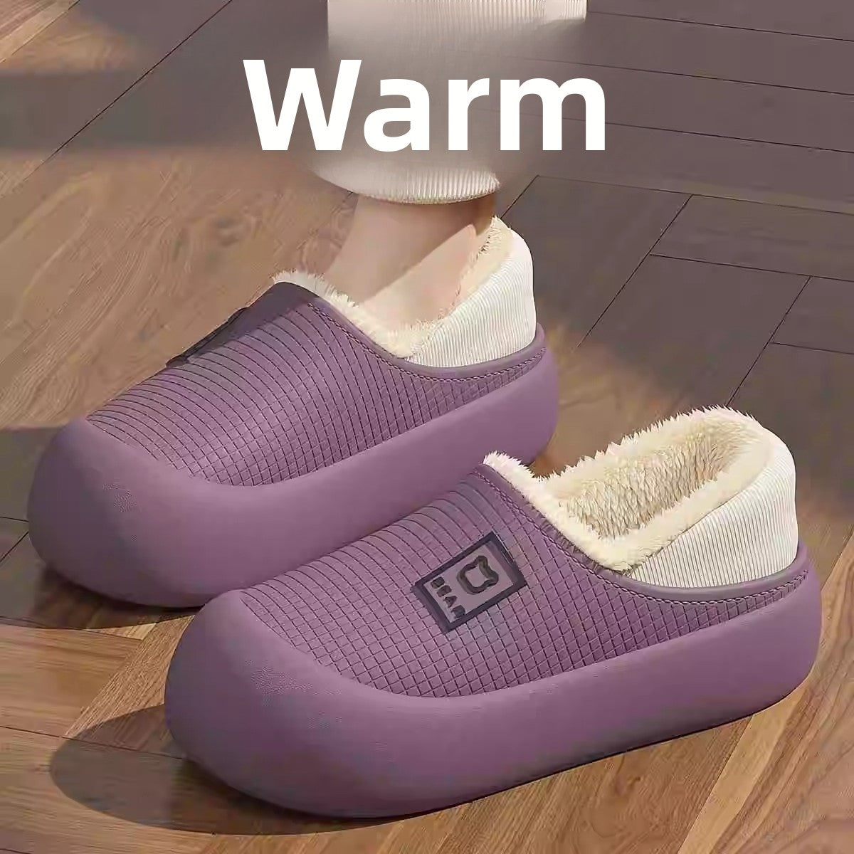 Fleece-lined Waterproof Cotton Slippers