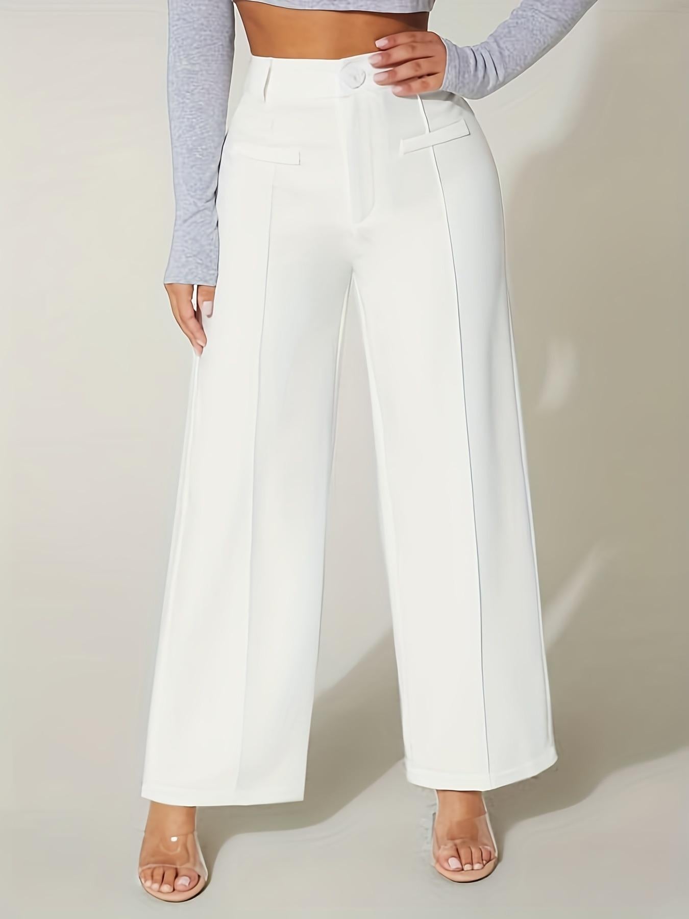 High Waist Straight-Leg Casual Pants