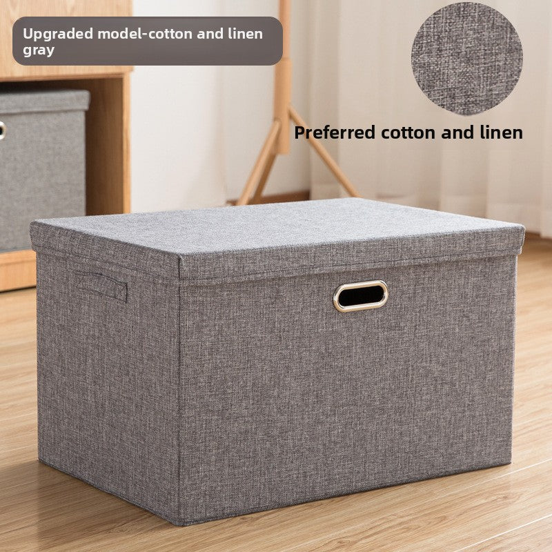Cotton Linen Fabric Storage Box with Handles