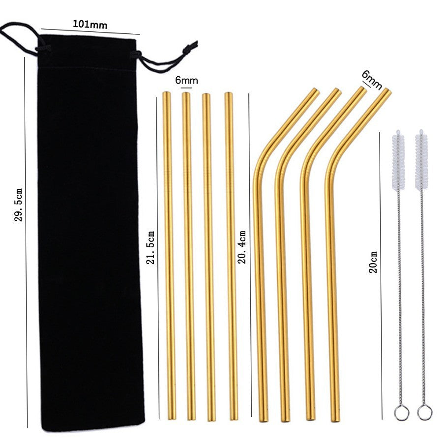304 Stainless Steel Reusable Drinking Straw Set