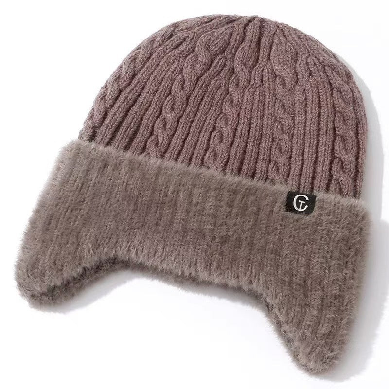 Men's Fleece-Lined Knitted Winter Hat with Ear Protection