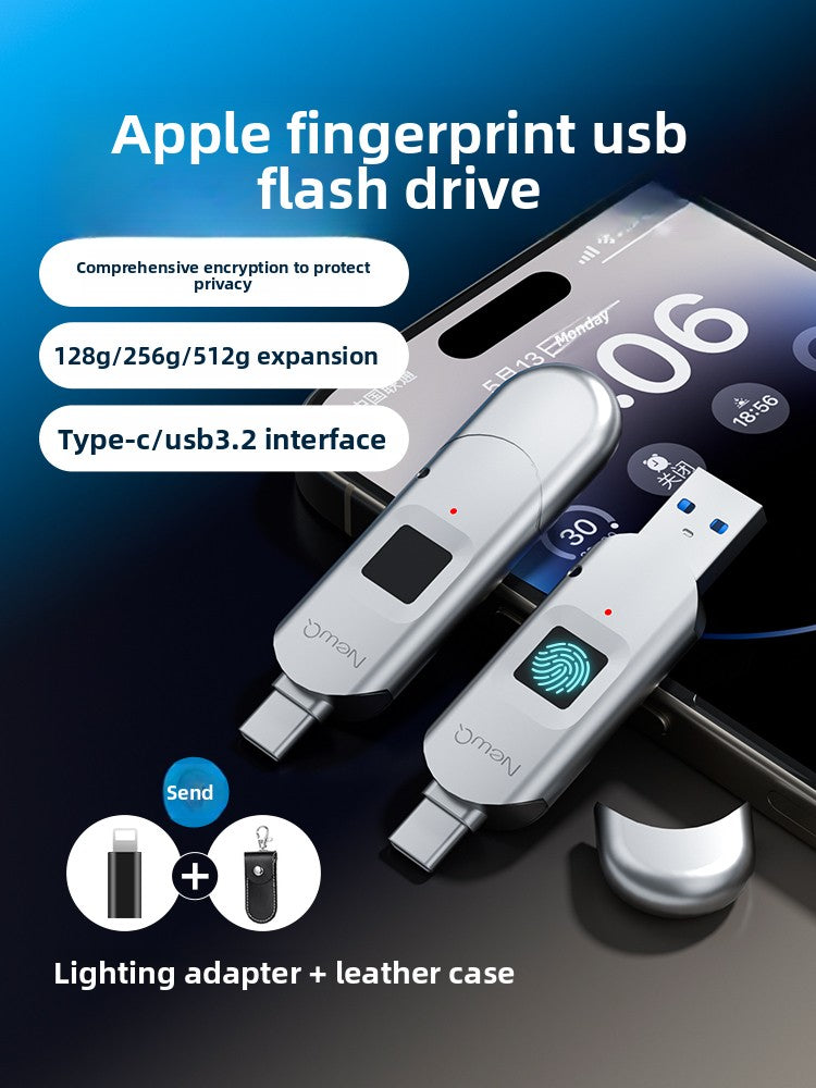 Dual-Interface Fingerprint Encryption USB Drive