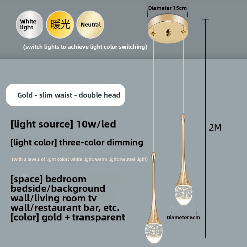 Single-Head Crystal LED Chandelier for Bedroom and Dining Room