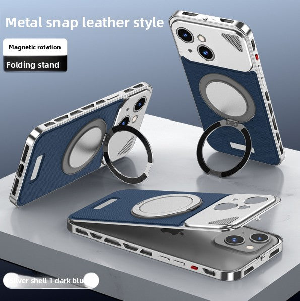 Aluminum Alloy Nappa Leather Magnetic Phone Case