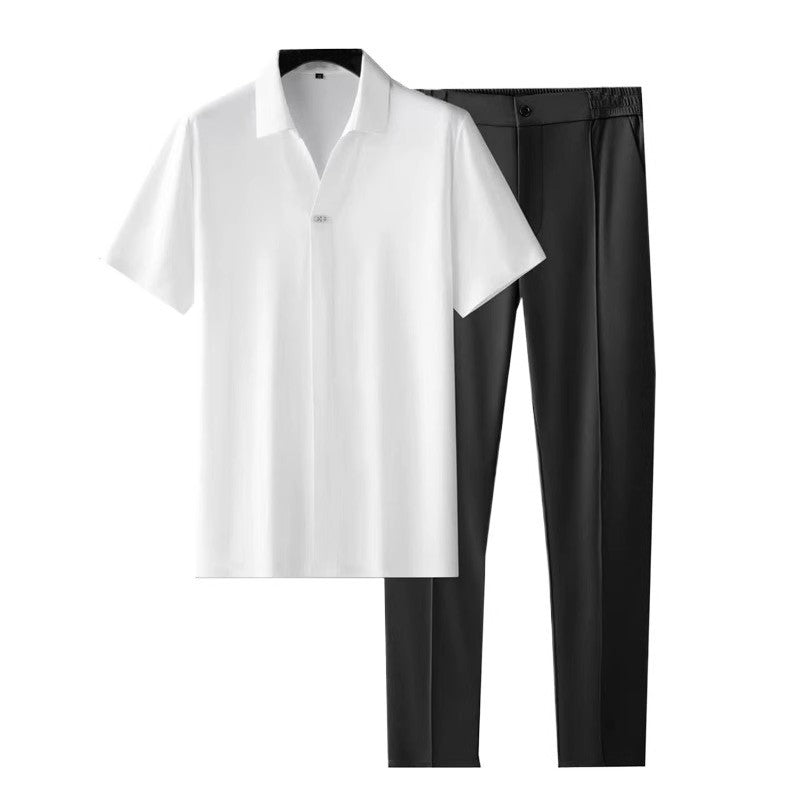 Men's Ultra-Thin Seamless Bonding Short Sleeve Shirt and Pants Set