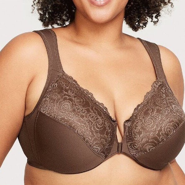 Front Button Women's Bra with Steel Ring Push-Up