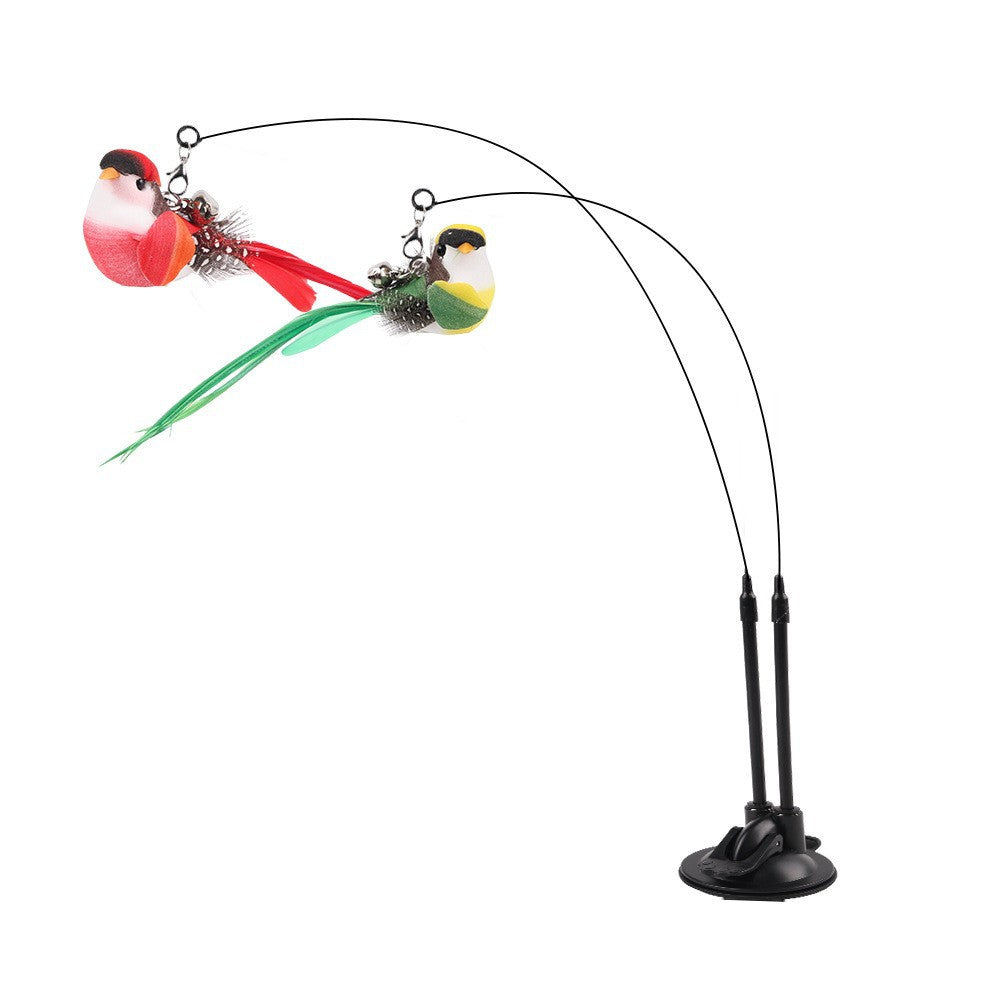 Simulation Bird Cat Toy with Suction Cup