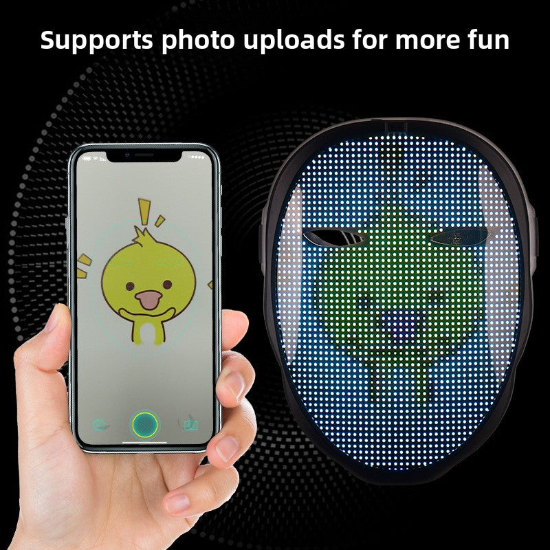 LED Light Up Mask for Halloween Party - App Controlled & Rechargeable
