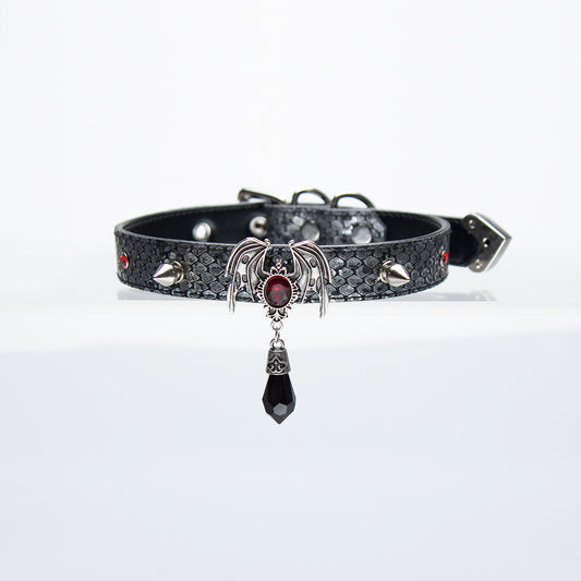 Gothic Punk Adjustable Choker Collar with Alloy Pendant