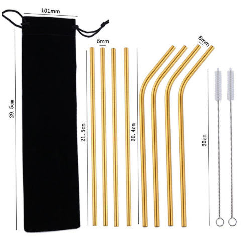 304 Stainless Steel Reusable Drinking Straw Set