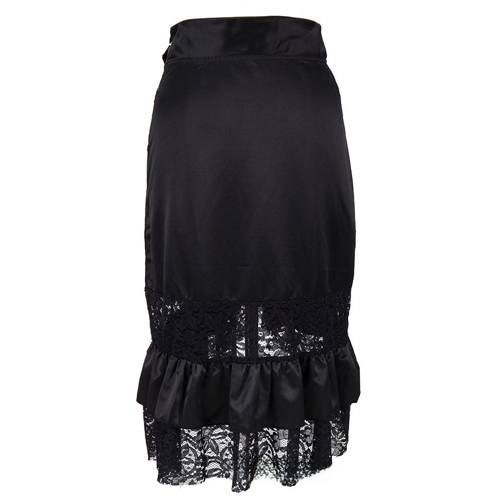 Black Gothic Lace High Waist Asymmetrical Skirt