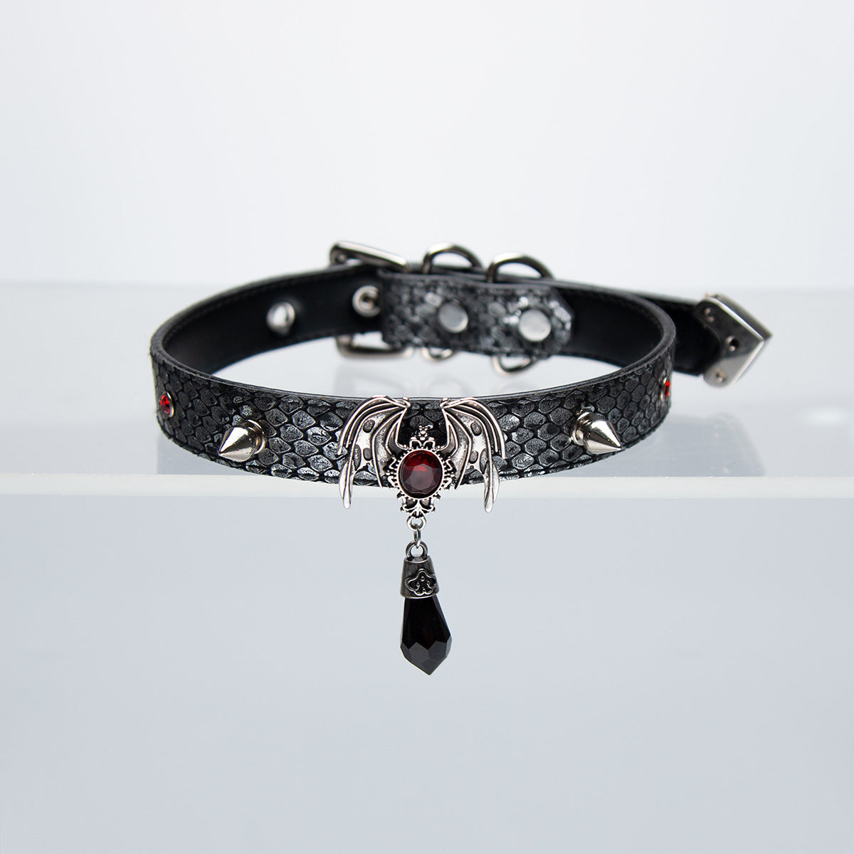 Gothic Punk Adjustable Choker Collar with Alloy Pendant