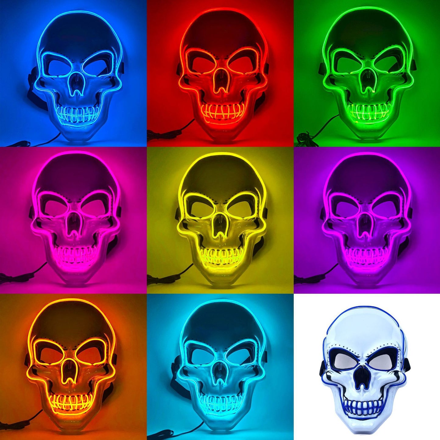 Halloween Skull LED Glow Mask with Multi-Color Effects