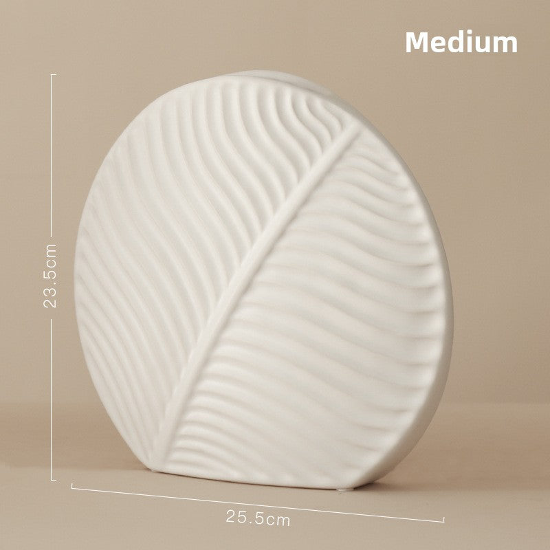 Nordic Ceramic Leaf Flat Vase
