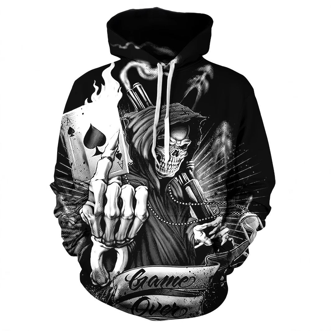3D Printed Men's Hoodie Sweatshirt - Horror Theme Loose Fit Long Sleeve