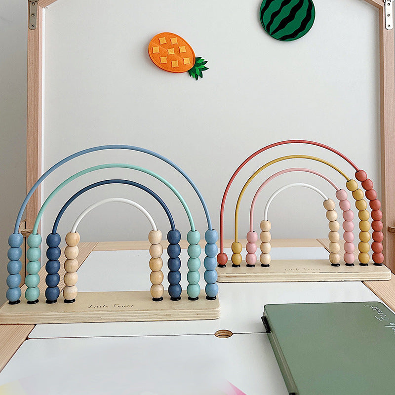 Wooden Rainbow Computing Rack Toy