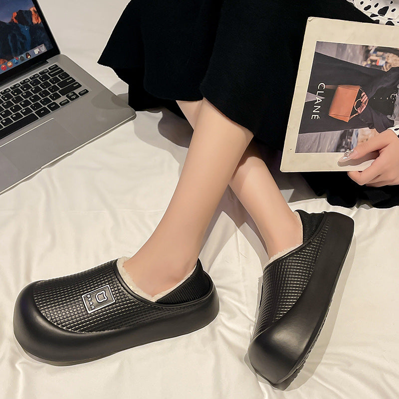 Women's Warm Waterproof Cotton Slippers - Indoor & Outdoor
