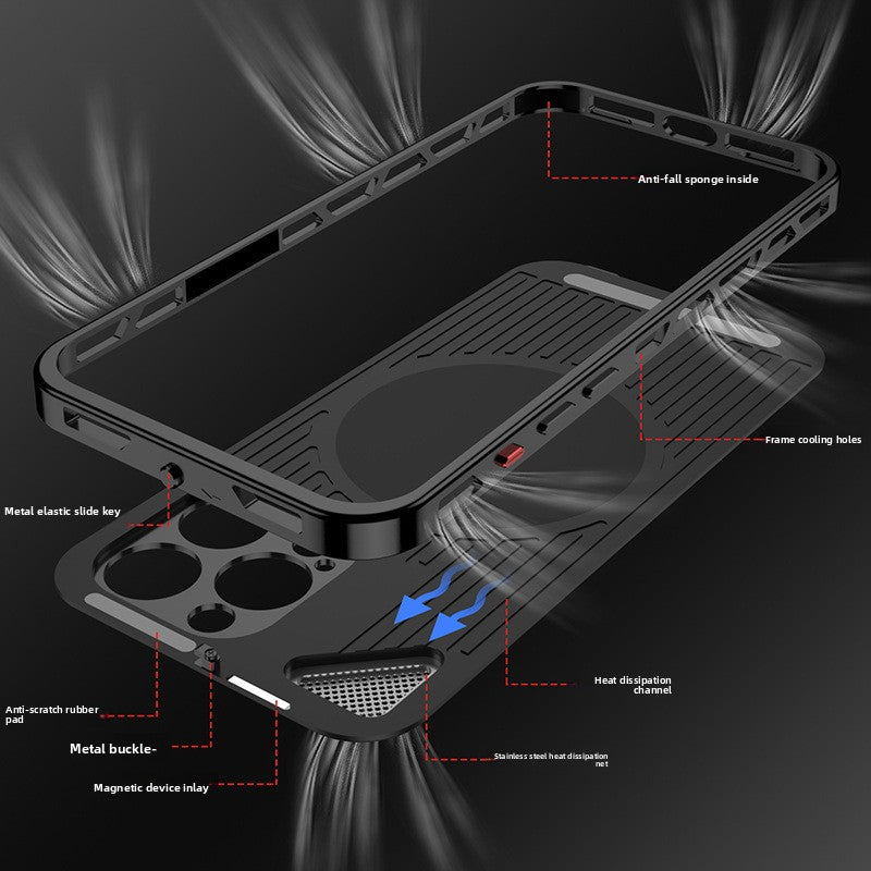 Aluminum Alloy Nappa Leather Magnetic Phone Case