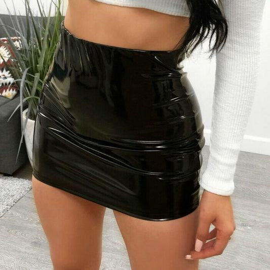 Sexy PU Leather High Waist Butt-Lifting Skirt