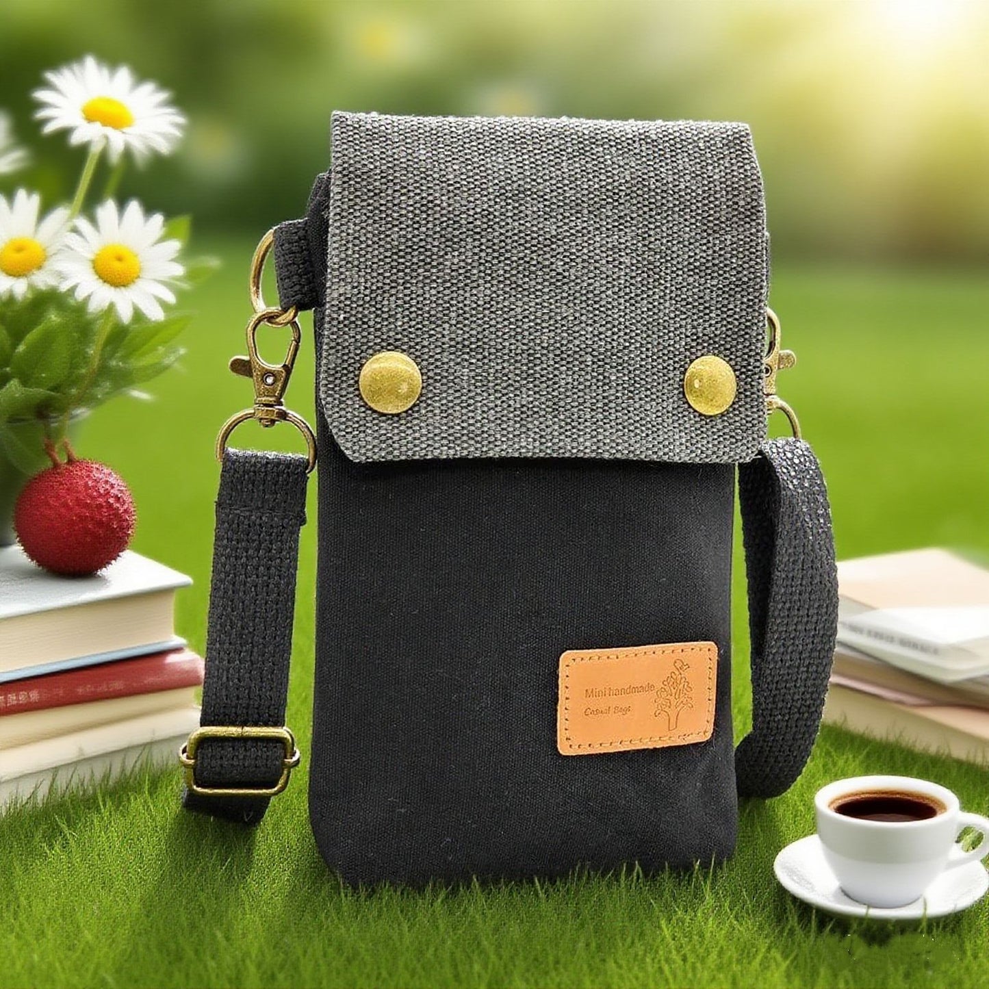 Simple Canvas Crossbody Phone Bag