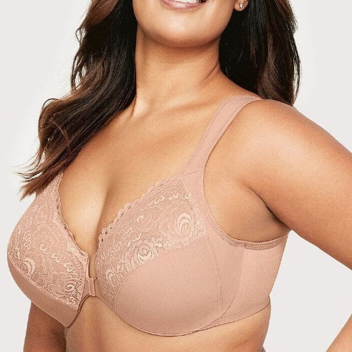 Front Button Women's Bra with Steel Ring Push-Up